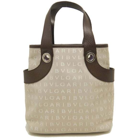 BVLGARI Bvlgari Mania Handbag Canvas and Leather Beige Brown Women's 253299